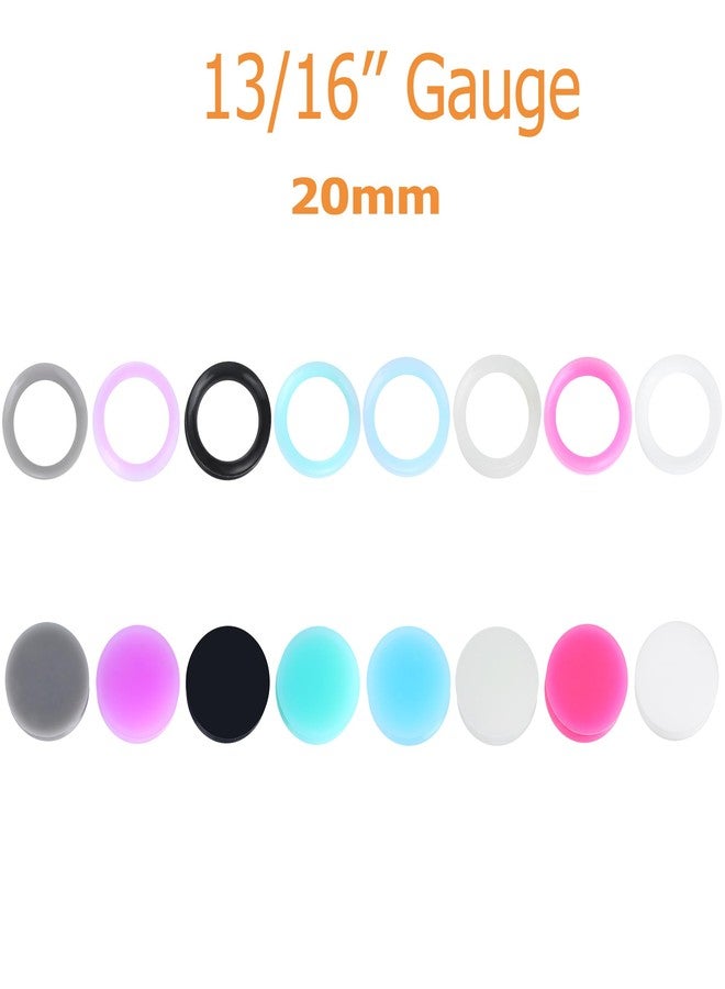 Juway Oveta Silicone Ear Plugs and Tunnels - Stretching Kit, Flexible Thin Rubber Gauge Tunnles 3/4 Plugs 20mm (32PCS) - Image 2